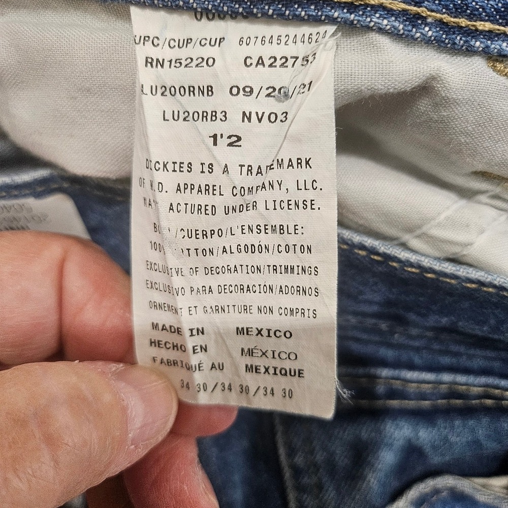 Dickies Mens Carpenter Jeans 34x30 Medium Wash Blue Denim LU200RNB Work Pants - Picture 3 of 7